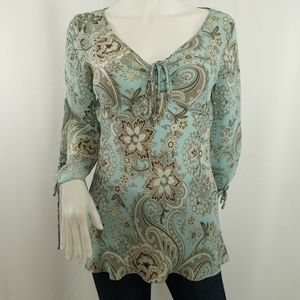Ann Taylor Silk Floral Longsleeve Y2K Top